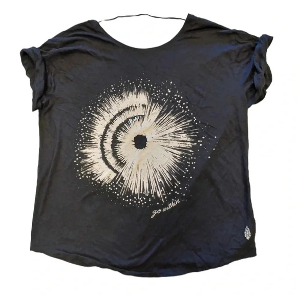 Free People Go Within Black White T Shirt Open Back  Size XS - Picture 4 of 8
